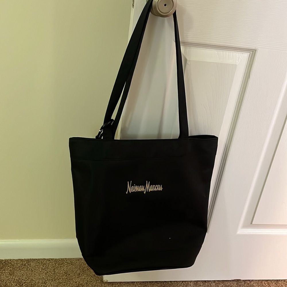 RARE black Neiman Marcus butterfly nylon tote bag - Picture 2 of 3